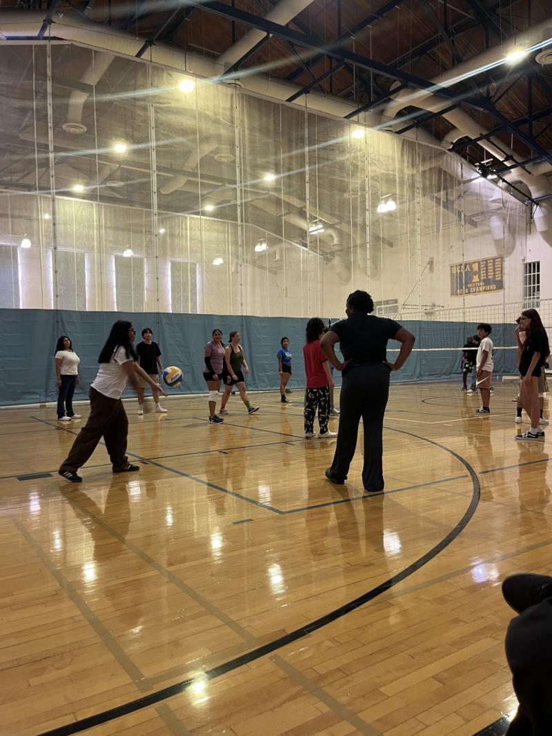 Kids playing volleyball 