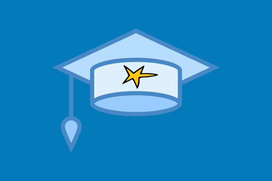 Graduation cap with yellow star